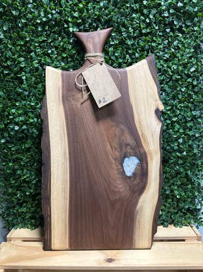 Black Walnut Charcuterie Boards with Resin & Natural Accents