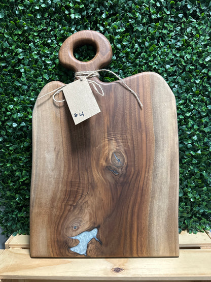 Black Walnut Charcuterie Boards with Resin & Natural Accents