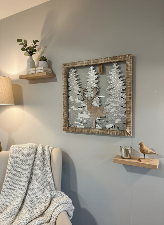 Layered Metal Woodland Deer Art