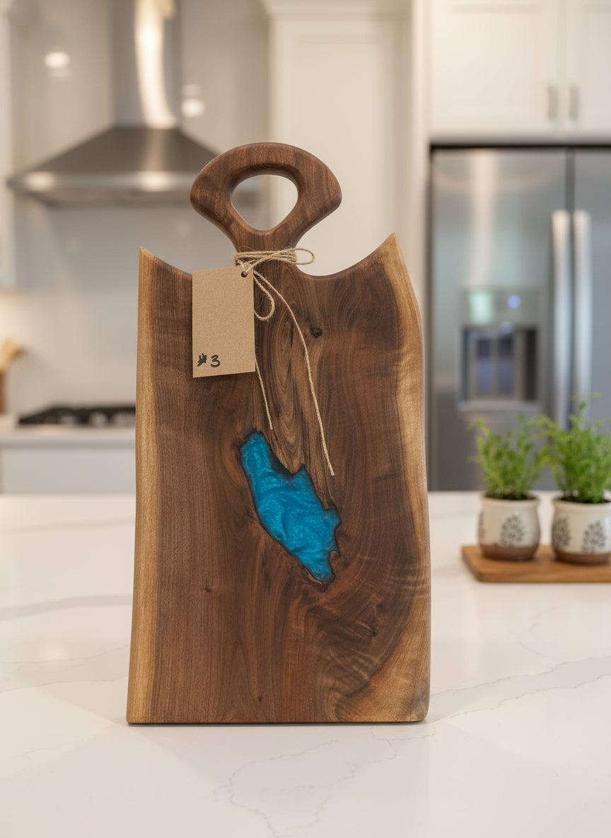 Black Walnut Charcuterie Boards with Resin & Natural Accents