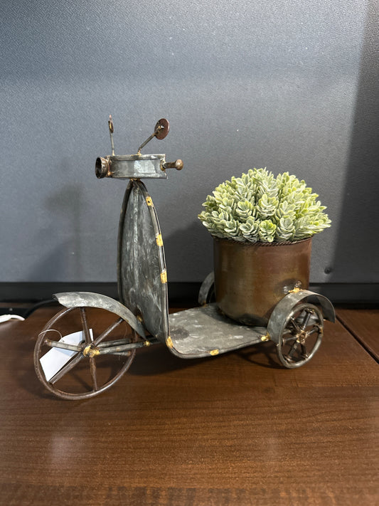 Vintage Scooter Metal Planter