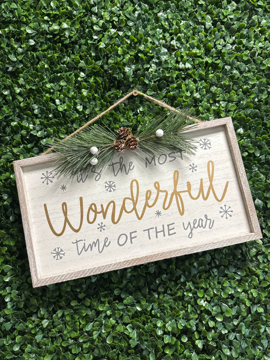Rustic “Most Wonderful Time of the Year” Christmas Hanging Sign