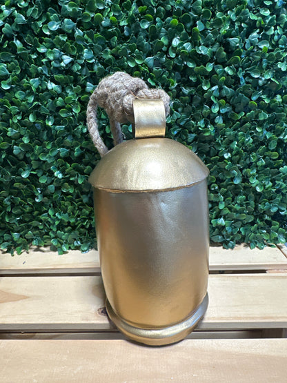 Gold Metal Bells with Rope Hanger