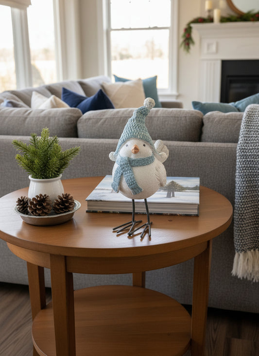 Winter Bird Figurines with Knit Hats