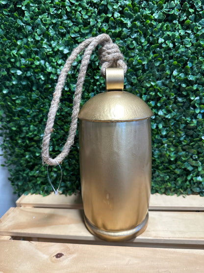 Gold Metal Bells with Rope Hanger