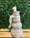 Whimsical Snowman with Braided Scarf