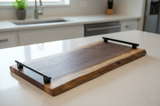 Handcrafted Wood & Resin Serving Trays with Handles