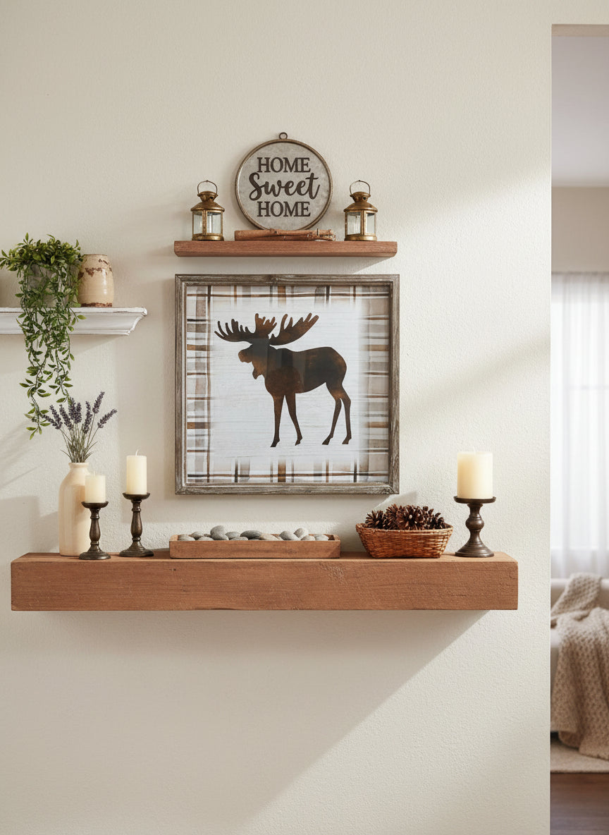 Rustic Wildlife Plaid Wall Art – 3 Styles