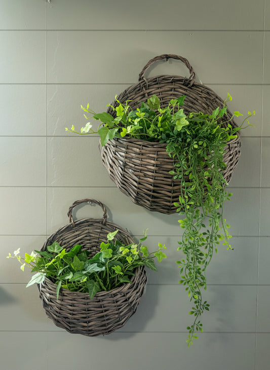 Set of 2 Wall Hanging Woven Baskets