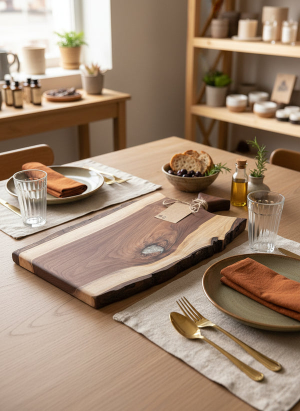Black Walnut Charcuterie Boards with Resin & Natural Accents