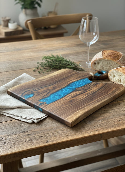 Black Walnut & Ocean Resin Charcuterie Board