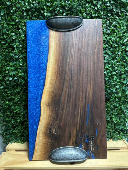 Black Walnut & Blue Resin Serving Tray