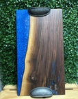 Black Walnut & Blue Resin Serving Tray