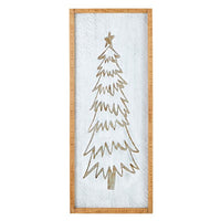 Metal Christmas Tree Sign with Wood Frame