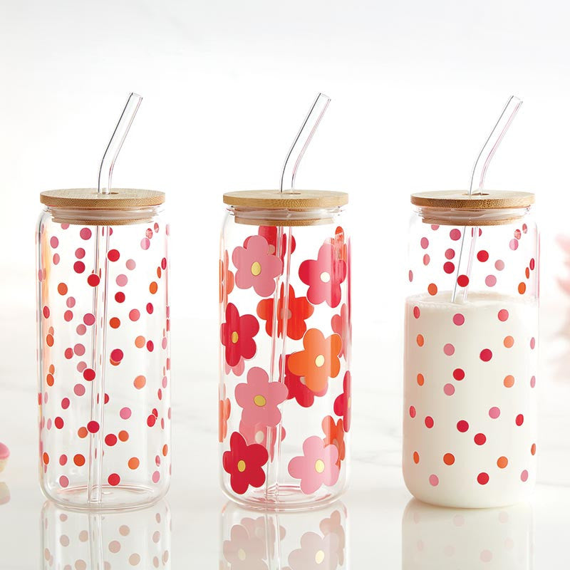 Glass Cold Brew Tumbler- Multi-Flowers