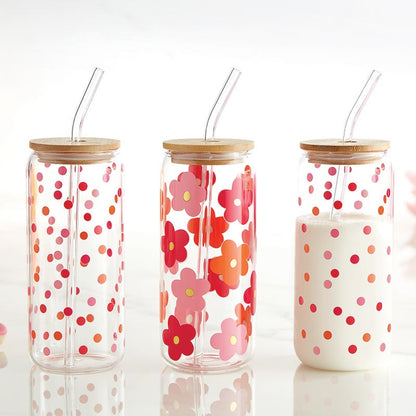 Glass Cold Brew Tumbler- Multi-Flowers