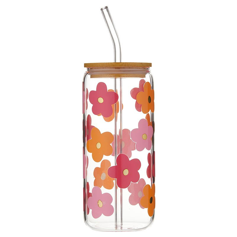 Glass Cold Brew Tumbler- Multi-Flowers