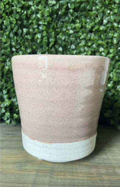 Ceramic Planter- Blush and white speckled