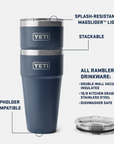 YETI Rambler 30 oz Key Lime Cup Stackable Tumbler with Mag Slider Lid,