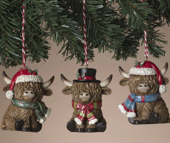 Highland Cow Christmas Ornaments