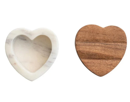 Marble & Wood Heart Shaped Container