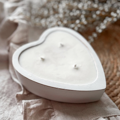 Wooden Heart Candle Bowl- Little Beausoleil Candle Co.