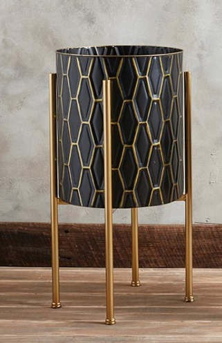 Gold Pattern Standing Planters
