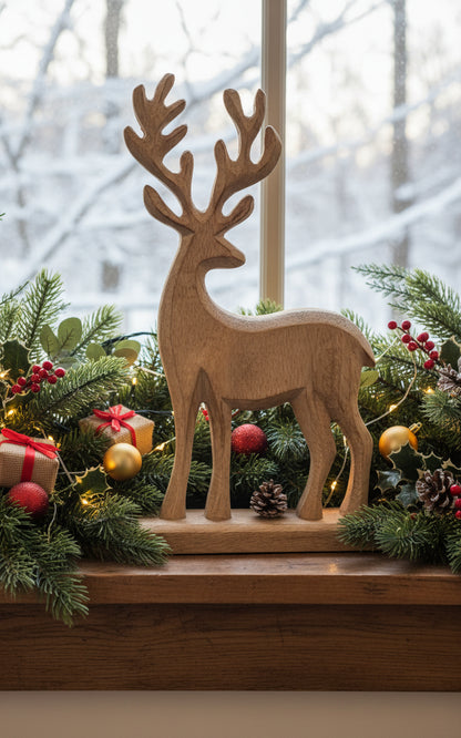 Wooden Reindeer Figurines