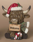Holiday Highland Cow Figurines with Signs