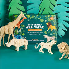 Do It Yourself Wild Safari Wooden Animal Puzzles