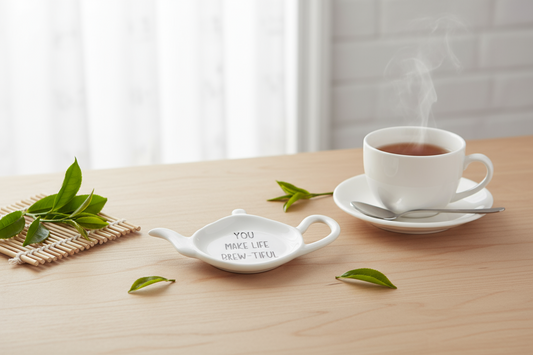 Tea Bag Holder & Teaspoon Set – Fun Phrases for Tea Lovers