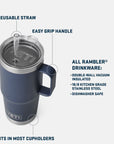 YETI RAMBLER 25oz STRAW MUG with STRAW LID