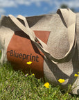 19"x 12" Burlap Tote with Engravable Pocket