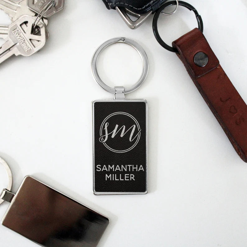 Metal Frame Leatherette Customizable Back Pack Tag/Keychains