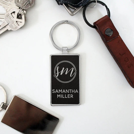 Metal Frame Leatherette Customizable Back Pack Tag/Keychains
