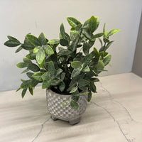 Grey Concrete Vase with Artificial Plant