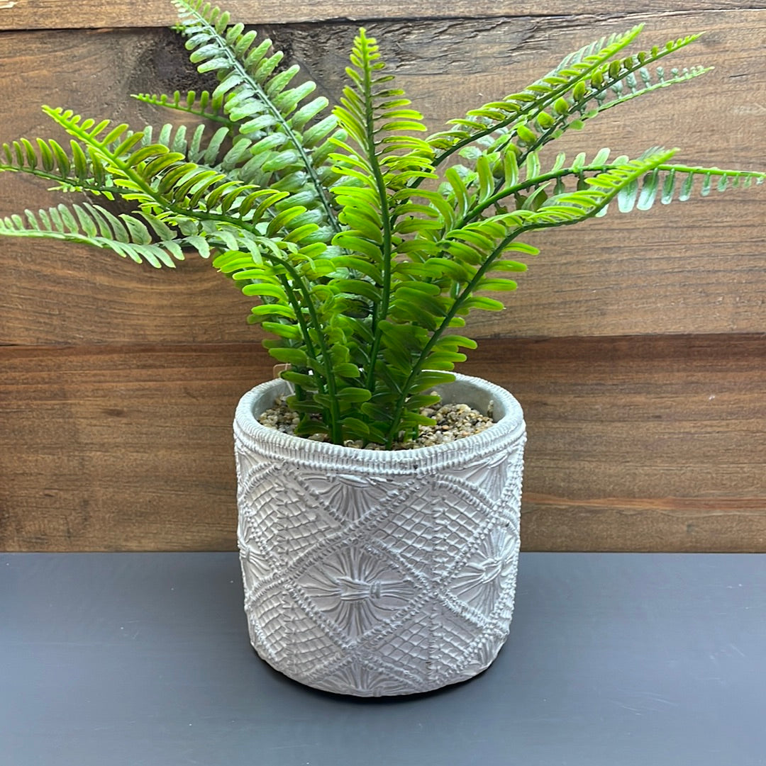 White Rustic Pot with Artificial Plant