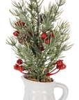 Evergreen & Berry Arrangement in White Pitcher