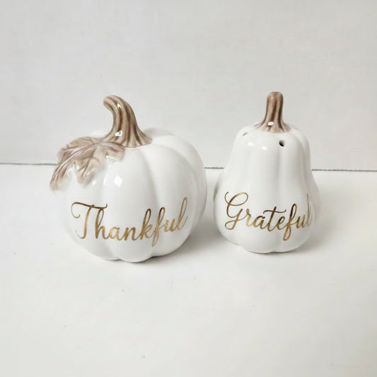 Thankful & Grateful Pumpkin Salt & Pepper Shakers