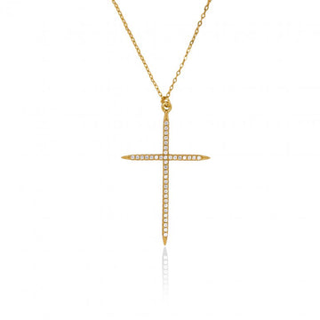 Large CZ Cross Necklace