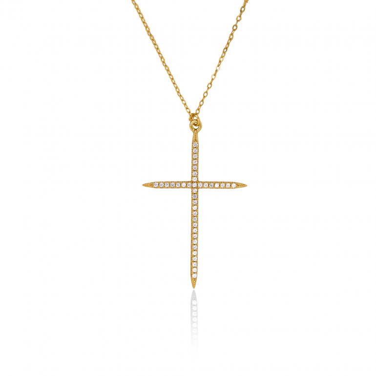 Large CZ Cross Necklace