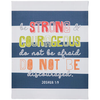 Be Strong &amp; Courageous Stripped Canvas Wall Decor
