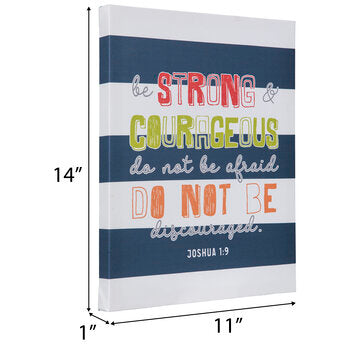 Be Strong &amp; Courageous Stripped Canvas Wall Decor