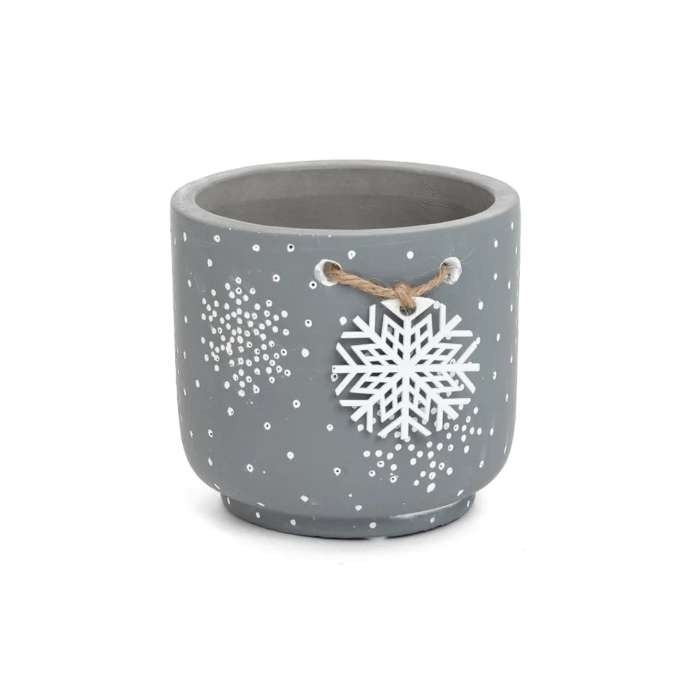 Grey Pot with Snowflake Pendant