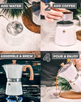 GROSCHE Milano Stone Stovetop Espresso Maker 6 cup (Speckled Mint)