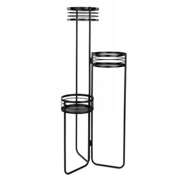 Black Metal Triple Plant Rack