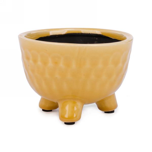 4&quot;Mustard Yellow Ceramic Pot with Feet
