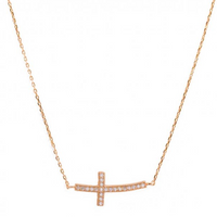 Curved Sparkling Cross Necklace