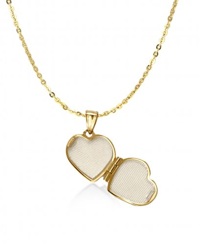 10K Gold Heart Locket Pendant Necklace