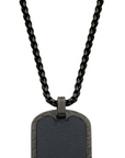 Black Dog Tag with Leather Inset